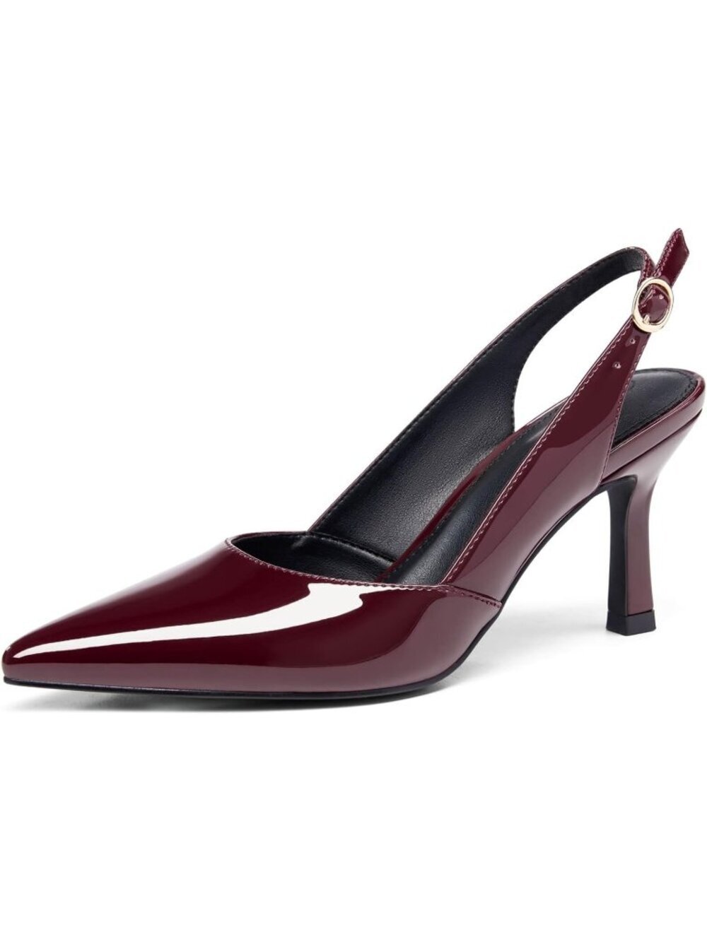 Women's Burgundy Kitten Heel Pointed Toe Backless Wedding Party Dress Pumps Shoe